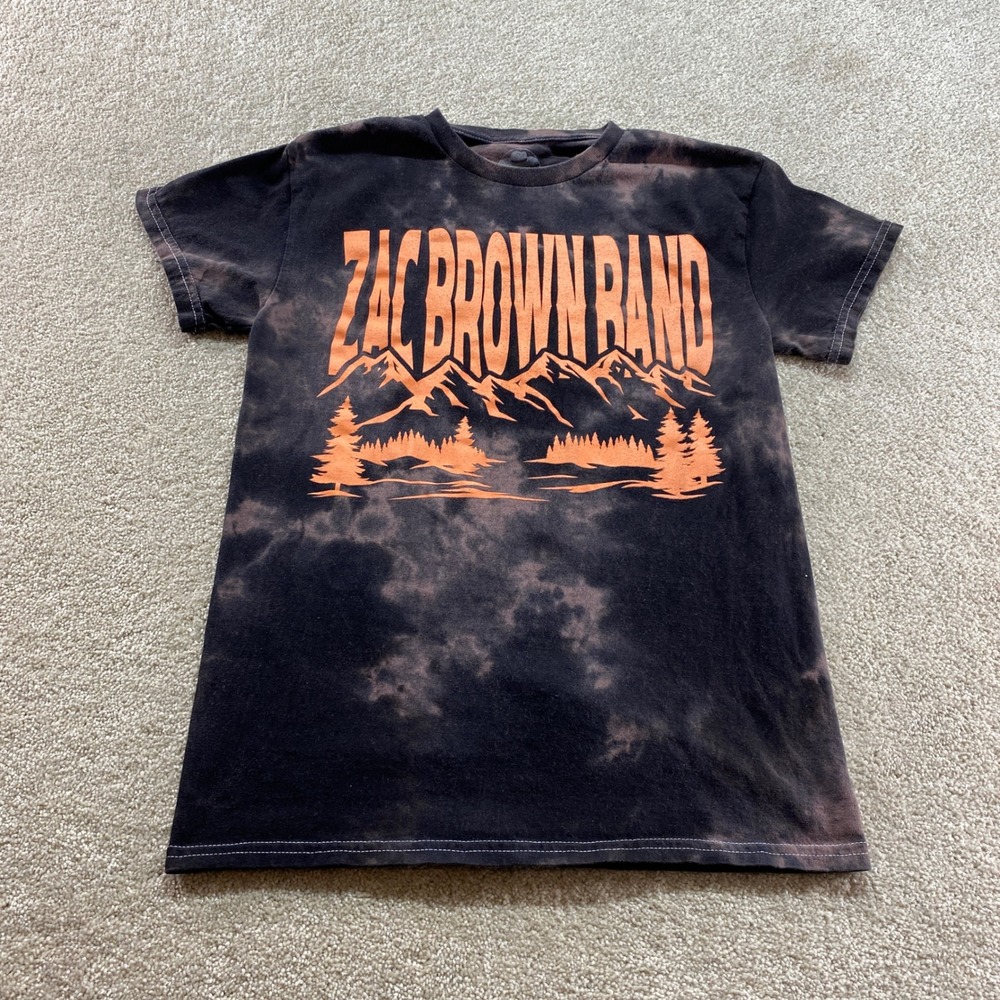 Zac Brown Band Graphic Shirt Kids Small Black Orange Excellent Tie‎ Dye Merch